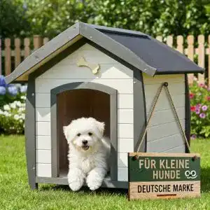 Hundehütte aus massivem Holz für Hunde im Freien