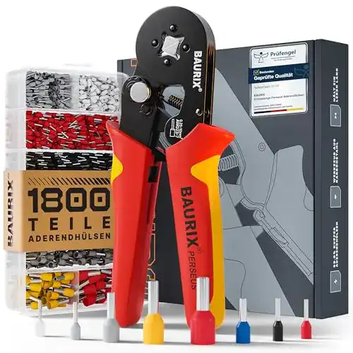 Aderendhülsenzange BAURIX Crimpzange Set mit 1800 Aderendhülsen