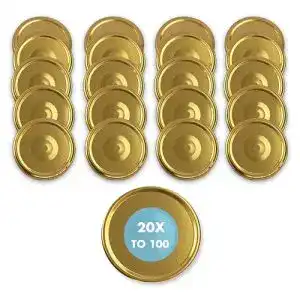 Twist-off Deckel 20 Stück 100 mm gold für Gläser und Flaschen