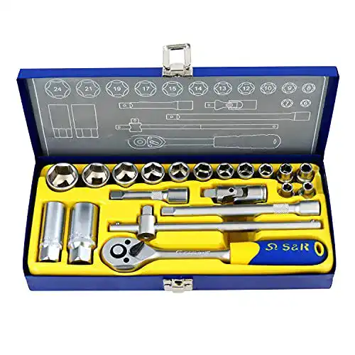 Steckschlüsselsatz S&R Chrom-Vanadium 20-teilig 3/8 Zoll