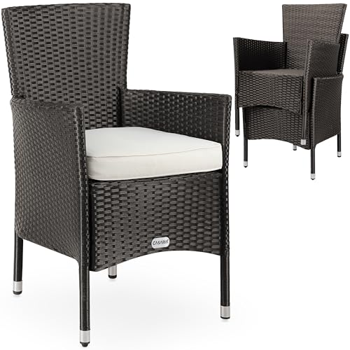 Rattansessel Casaria 2er Set Poly Rattan Gartenstuhl mit Auflage
