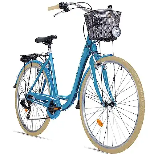 Damenfahrrad Bergsteiger Florenz 28 Zoll mit Korb und Shimano 7-Gangschaltung