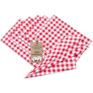 Stoffservietten Zollner 6er Set aus Baumwolle, 45×45 cm, rot-weiß