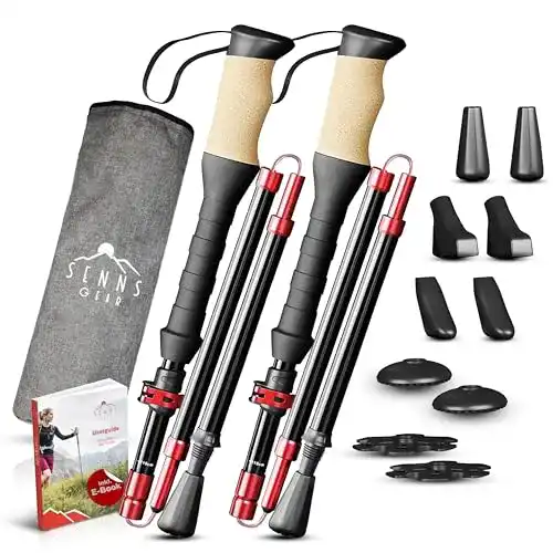Trekkingstöcke faltbar von SENNS GEAR Leichte Aluminium Wanderstöcke