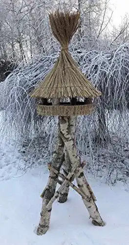 Vogelhaus mit Reetdach von Vogelhäuser-Raschen Vogelfutterhaus
