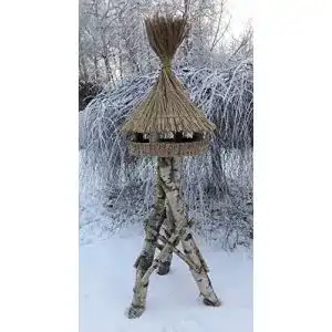 Vogelhaus mit Reetdach von Vogelhäuser-Raschen Vogelfutterhaus