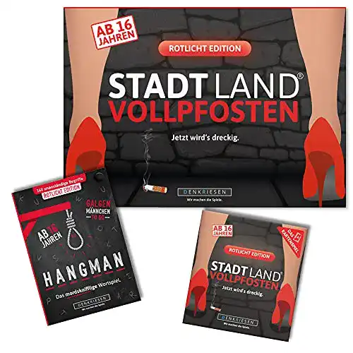 Stadt Land Vollpfosten Denkriesen Trio Rotlicht Edition Spielset