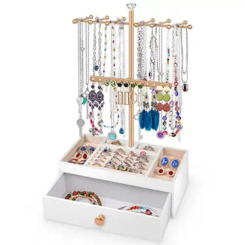 Schmuckständer Teamkio 2-in-1 Schmuckhalter und Organizer mit Schublade