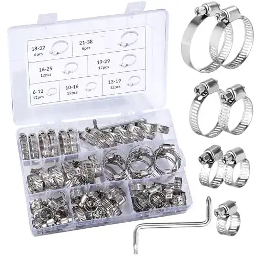 Schlauchschellen Set 73 Stück, 638 mm verstellbar aus Edelstahl