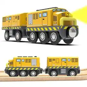 Holzeisenbahn mit elektrischer Lokomotive Liriqi für Kinder