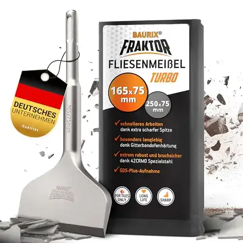 SDS-Plus Fliesenmeißel von BAURIX 165 x 75 mm für Fliesenarbeiten