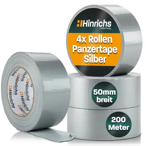 Gewebeband Hinrichs 4 Rollen Panzertape Silber 50m x 50mm