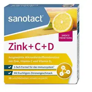 Sanotact Zink+C+D Lutschtabletten – 20 Stück zur Unterstützung des Immunsystems