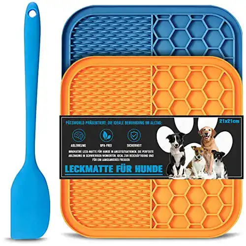 Leckmatte für Hunde von Pätsworld – 2er Set mit Silikonspachtel