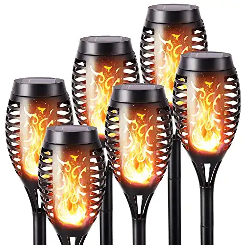 Gartenfackel Geemoo Solarleuchten für den Außenbereich im 6er-Set