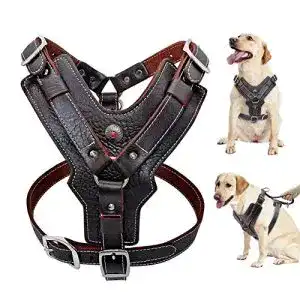 Hundegeschirr aus Leder von Wishdeal für große Hunde