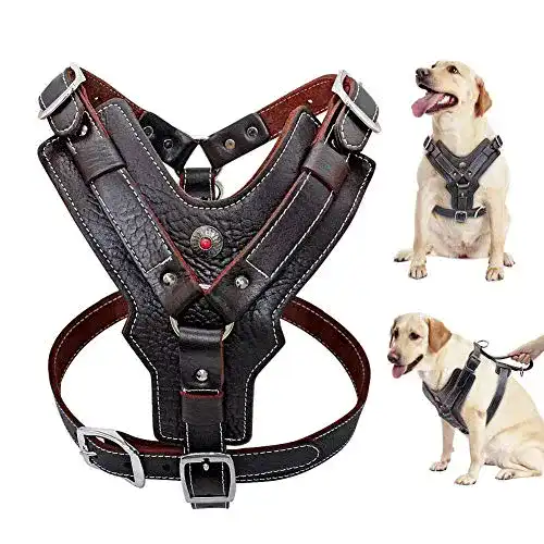 Hundegeschirr aus Leder von Wishdeal für große Hunde