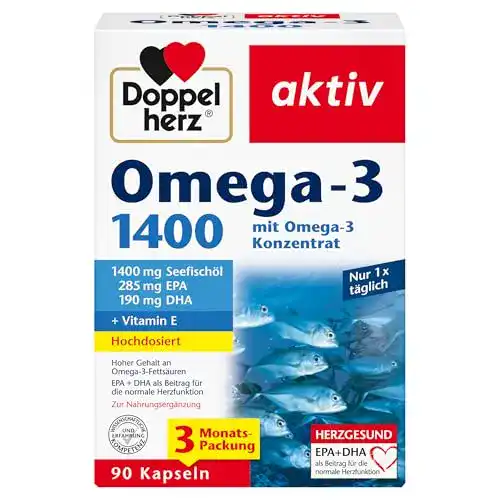 Omega-3 Doppelherz 1400 mg mit Vitamin E – Nahrungsergänzungsmittel