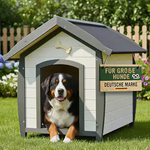 Hundehütte XXL Zooprinz wetterfeste Hundehütte Bella aus massivem Holz