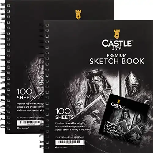 Skizzenbuch Castle Art Supplies Premium 9×12 Zoll mit 200 Blättern