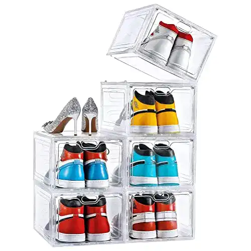 Schuhbox Adov im Set von 6 Stück, transparente stapelbare Schuhaufbewahrung