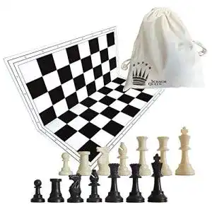 Schachbrett SchachQueen E610 mit Schachfiguren und Baumwollbeutel