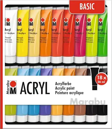 Acrylfarben Marabu Set Basic mit 18 x 36 ml
