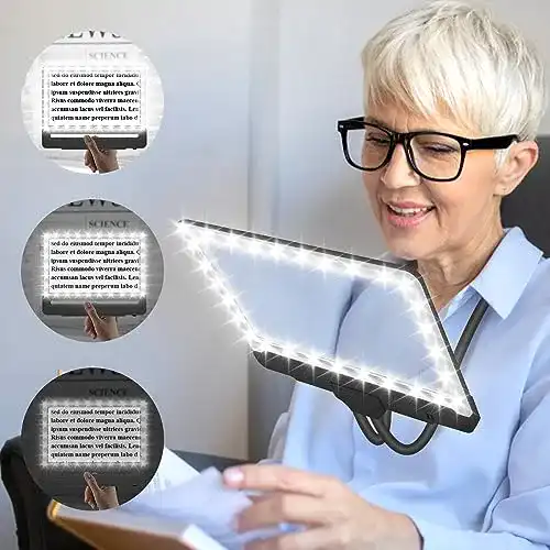 Lesehilfe Nzqxjxz 5X Hands-Free Lupe mit Licht und 43 LEDs