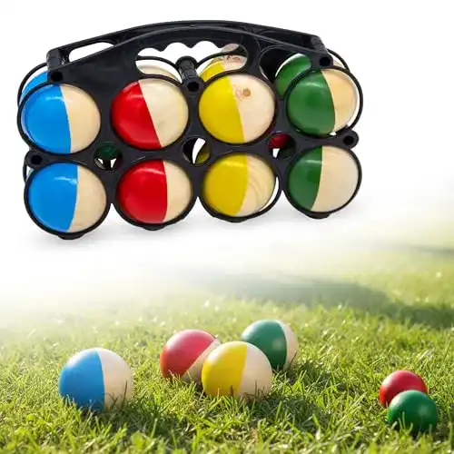 Boccia-Kugeln Set Spetebo aus Holz mit Tragetasche und 8 Kugeln