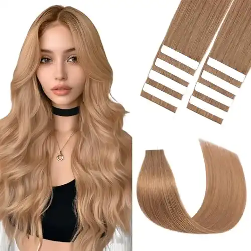 Tape-Extensions aus Echthaar mit unsichtbarem Klebeband, 10 Stück
