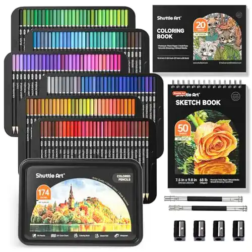 Professionelles Buntstifte Set von Shuttle Art mit 174 Farben