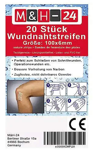 Klammerpflaster 20er Set Wundnahtstreifen Strips 6 x 100 mm