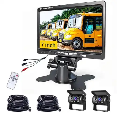 Hodozzy Rückfahrkamera Set mit 7 Zoll Monitor und Dual Kamera