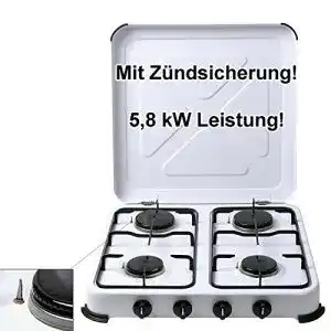 Gaskocher 4-flammig Bluecraft Campingkocher mit Zündsicherung