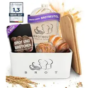 Brotkasten mit Schneidebrett Twoberry in Weiß – praktische Brotbox