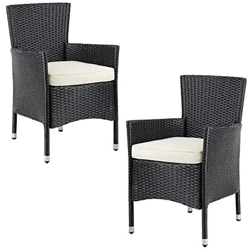 Stapelstühle aus Polyrattan im 2er Set für Garten und Balkon