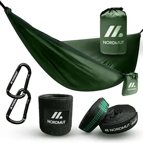 Outdoor-Hängematte NORDMUT Ultraleichte Camping-Hängematte mit Befestigungs-Set