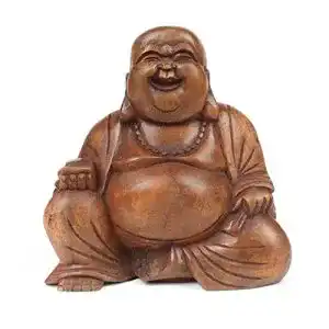 Buddha Figur Purity Style großer lachender Buddha aus Holz