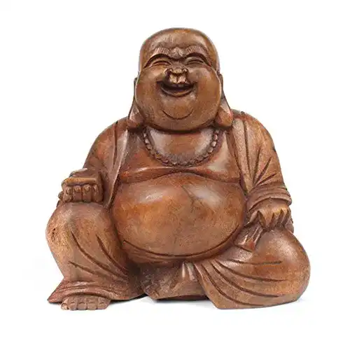 Buddha Figur Purity Style großer lachender Buddha aus Holz