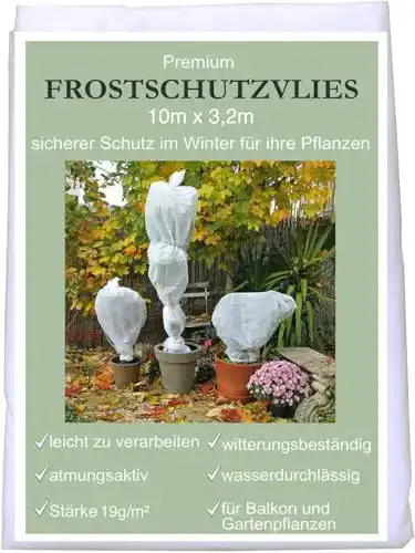 Frostschutzvlies Kronly 10 x 3,2 m – Atmungsaktives Schutzvlies für Pflanzen