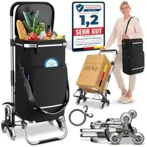 Einkaufstrolley mit Treppensteiger und Kühlfach von maxVitalis