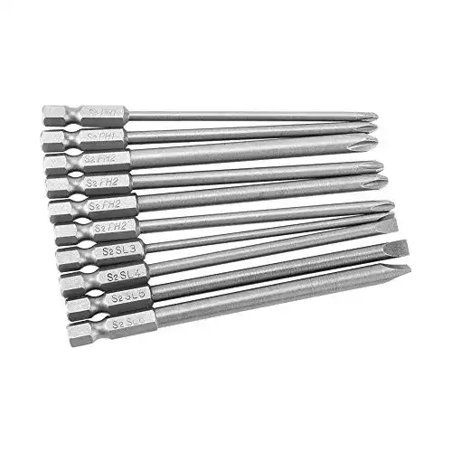 Lange Bits Set mit 10 Phillips und Flachkopf Schraubendreher-Bits