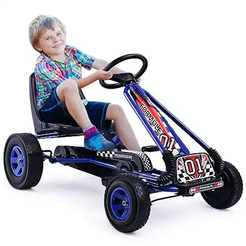 Tretauto Dreamade Kinder Go Kart Tretfahrzeug mit Bremsen
