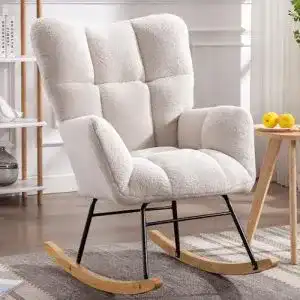 Schaukelstuhl Dekketo aus Teddystoff für Wohnzimmer und Kinderzimmer