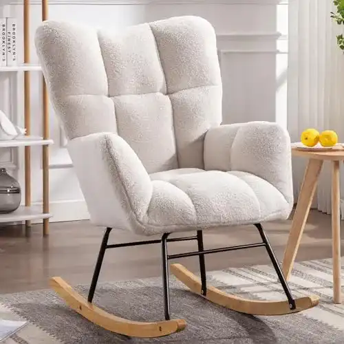 Schaukelstuhl Dekketo aus Teddystoff für Wohnzimmer und Kinderzimmer