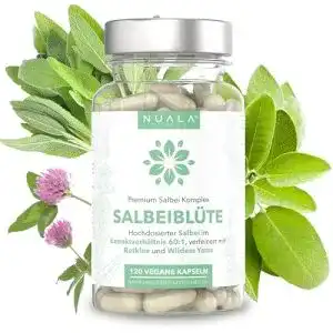 Salbei Kapseln von Nuala Naturals mit Salbeiblüte 60:1