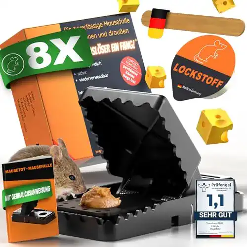 Mausefalle Schlagfalle CS Light im 8er Set Komplettset