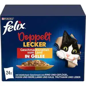 Felix Katzenfutter in Gelee, Sorten-Mix, 4er Pack (4 x 24 Beutel à 85g)