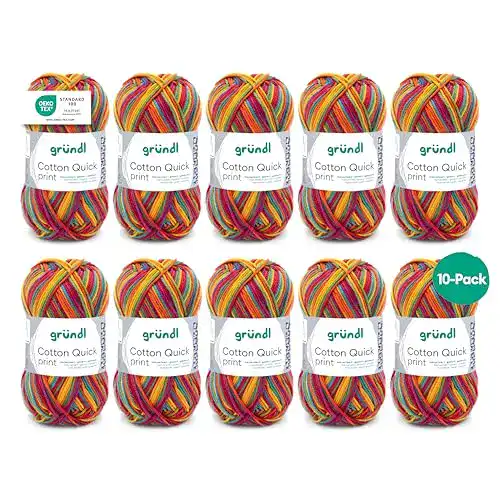 Gründl Cotton Quick Print Strick- und Häkelgarn in Carneval Multicolor