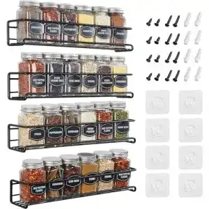 Gewürzregal Priksia Wand 4er Set Gewürz Organizer ohne Bohren